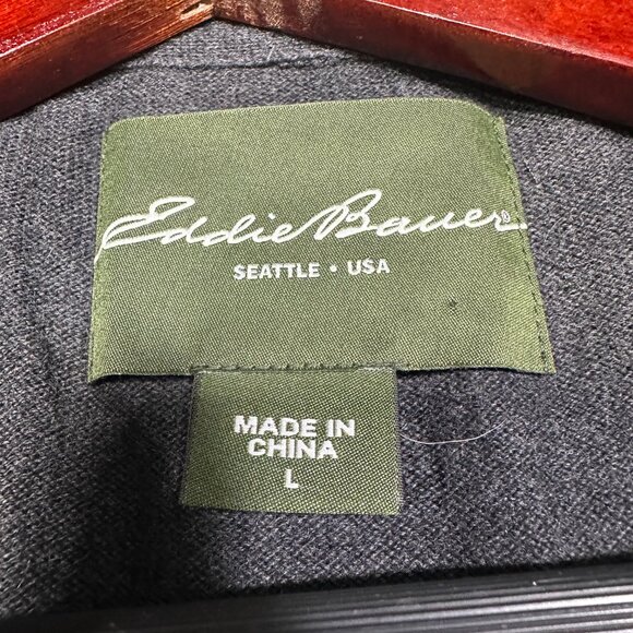 Eddie Bauer Sweater Mens 1/4 Zip Gray Cotton Cashmere Knit Pullover Ribbed Hem - Picture 4 of 7